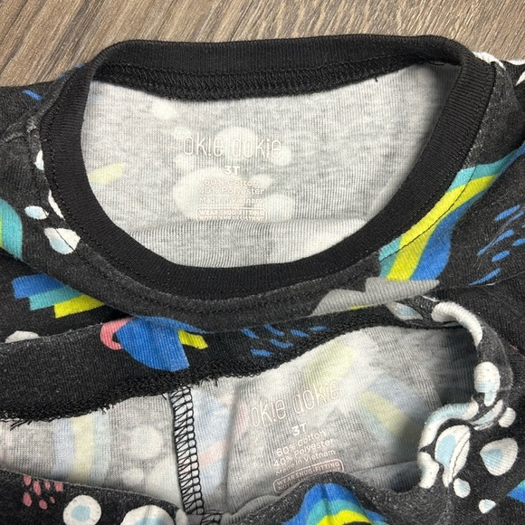 Okie Dokie 3T Space Theme Kids Matching cuffed Pajamas - Black and Blue. GUC. - Picture 2 of 7